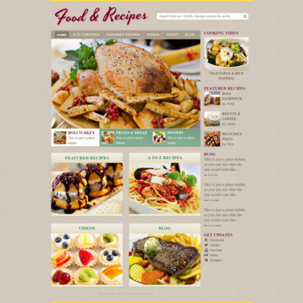 Delicate Food With Recipes Website Template Psd