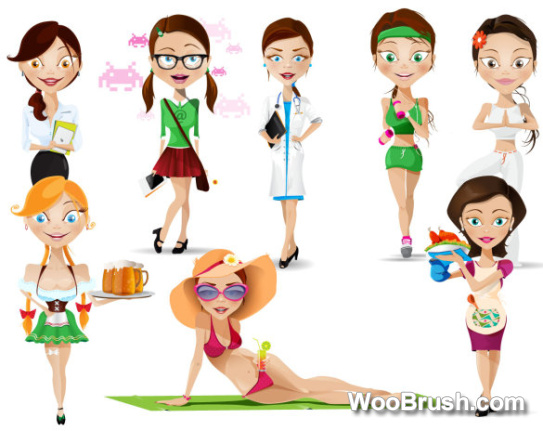 Different Girl Elements Material Psd