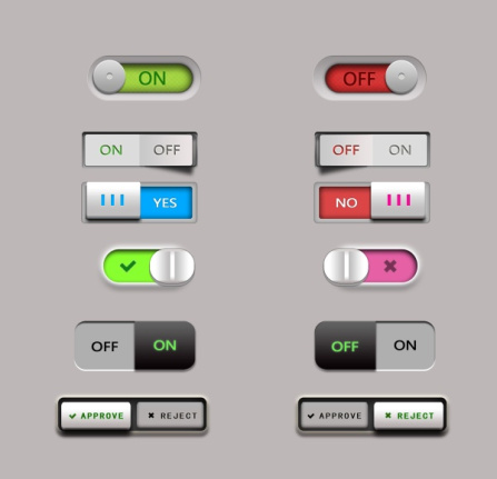 Different Switch Ui Buttons Material Psd