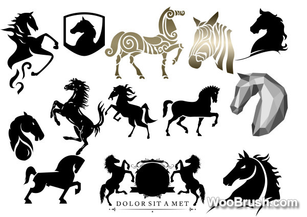Different Horse Silhouette Design Graphic Psd