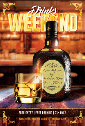 Drinks Weekend Poster Template Psd