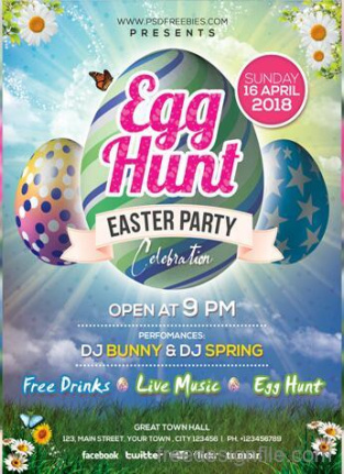 2024 Easter Party Invitation Flyer And Poster Template Psd