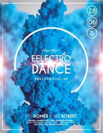 Electro Dance Flyer Template With Facebook Cover Material Psd
