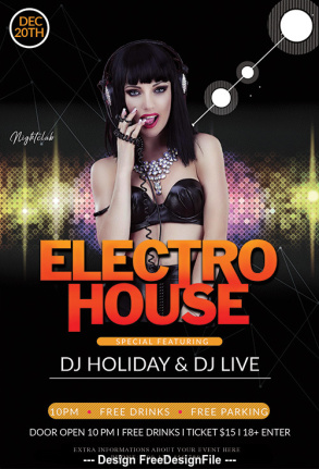 Electro House Party Flyer Template Psd