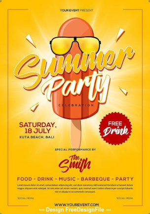 Elements 2024 Summer Party Flyer Template Psd