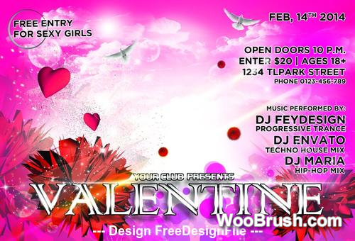 Fashion Valentine Party Flyer Template Psd