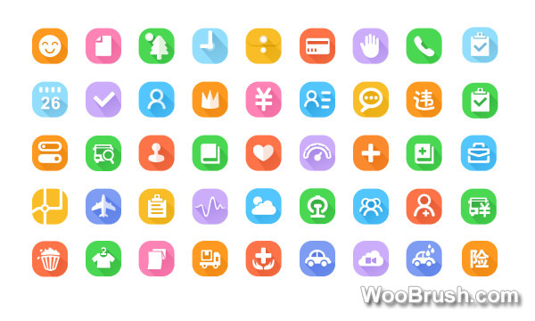 Flat Colored Life Icons Psd