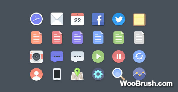 Flat Web And Media Icons Psd