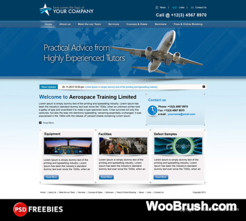 Flight Training Company Website Template Psd