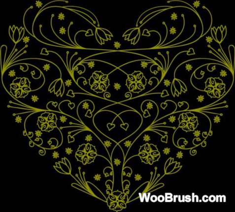 Floral With Heart Brushes
