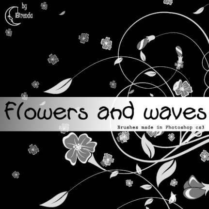 Flowers And Waves Brushes