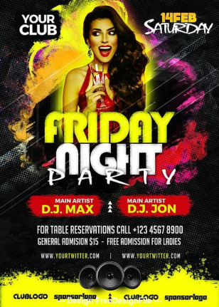 Friday Night Party Flyer Design Template Psd