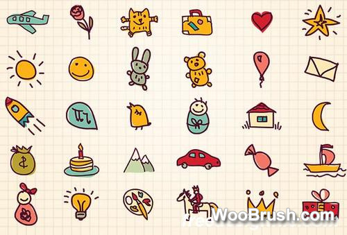 Funny Doodles Hand Drawn Icon Psd