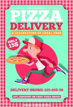 Funny Pizza Delivery Flyer Template Psd