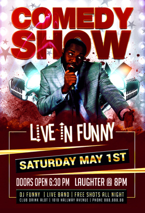Funny Comedy Show Flyer Template Psd