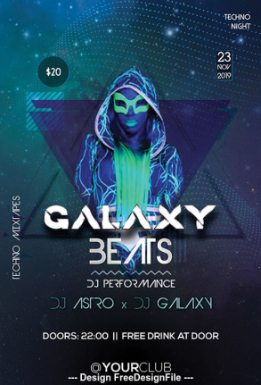 Galaxy Beats Party Flyer Template Psd