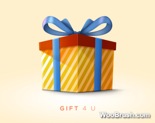 Gift Box With Blue Bow Psd