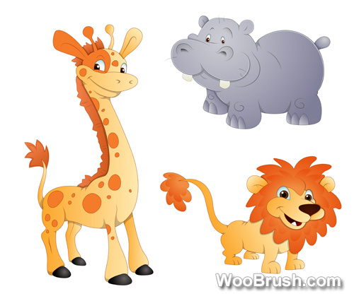 Giraffes Elephants And Lions Icons Vector Brushes