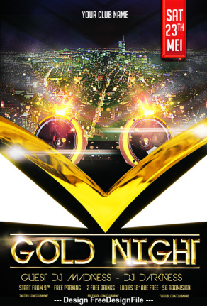 Gold Party Flyer Template Design Psd