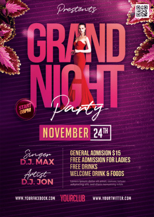 Grand Night Party Flyer Template Psd
