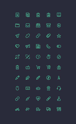 Green Outline Mini Web Icons Psd Set