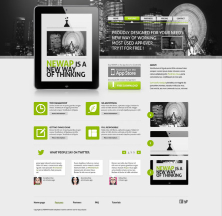 Green And Black Style Web Template Psd