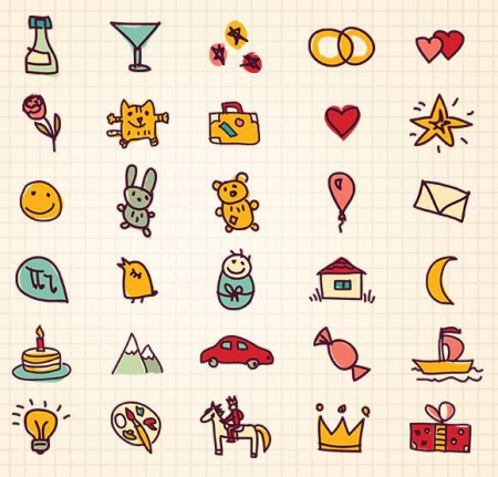 Greetings Doodles Icon Psd Set