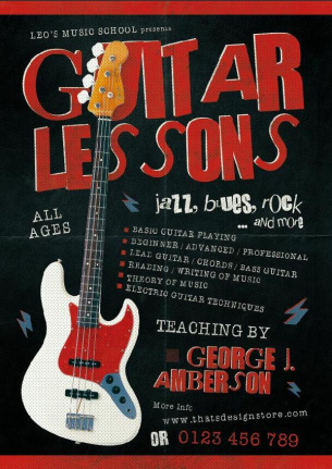 Guitar Lessons Flyer Template Psd
