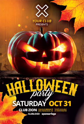 2024 Halloween Pumpkin Party Flyer Template Psd