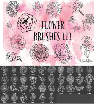 Hand Drawn Flowers Photsohop Brushes