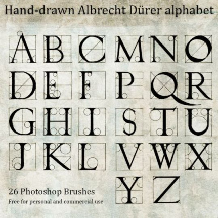 Hand Drawn Albrecht Durer Alphabet Burshes Brushes