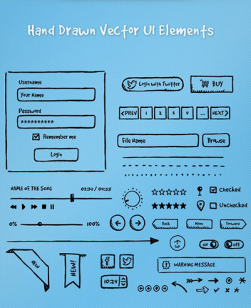 Hand-Drawn Ui Elements Material Psd