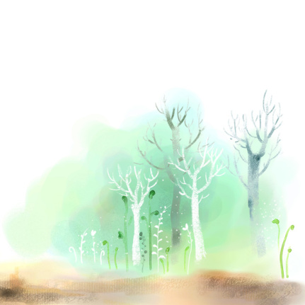 Hand Drawn Watercolor Tree Background Psd