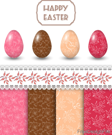 Hand Drawn Pattern With 2024 Easter Egg Vector Encapsulated Postscripts