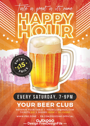 Happy Hour Promotion Template Psd