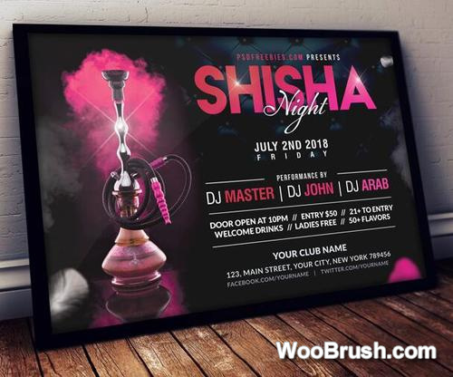 Hookah Night Music Party Poster And Flyer Template Psd