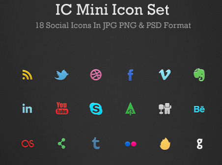 Ic Mini Social Icon Psd Set
