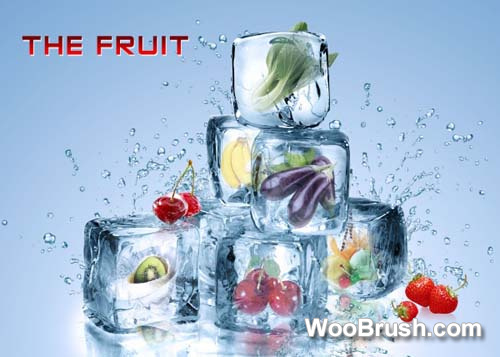 Ice With Vegetables And Fruits Background Psd