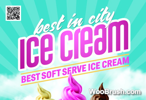 Ice Cream Shop Roll-Up Banner Template Psd