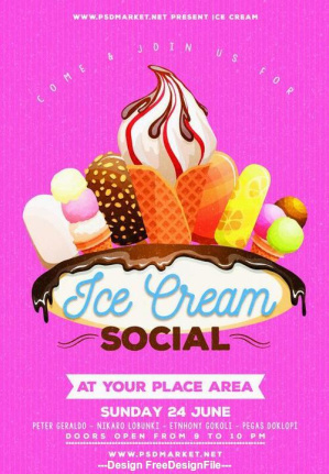 Ice Cream Poster And Flyer Template Psd