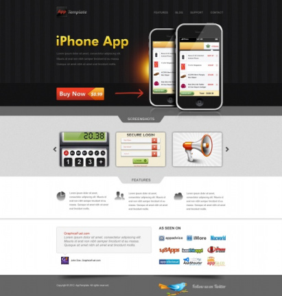 Iphone App Website Template Psd