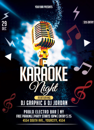 Karaoke Night Party Flyer Template Psd