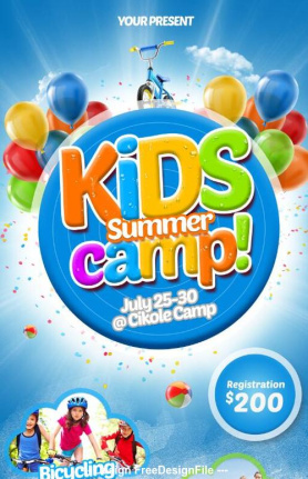 Kids 2024 Summer Camp Roll-Up Banner Template Psd