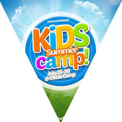 Kids 2024 Summer Camp Flag Chain Material Psd