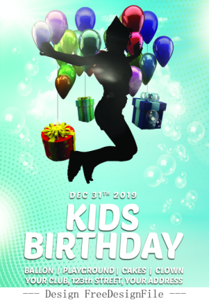 Kids Birthday Party Flyer Template Design Psd