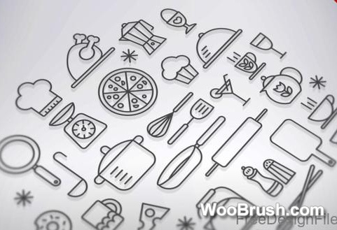 Kitchen And Cooking Lines Icon Psd