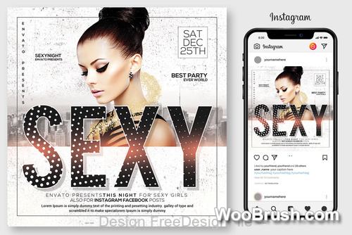 Ladies Night Flyer Template And Phone Psd