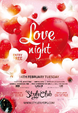 Love Night Valentine Flyer Template Material Psd
