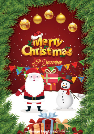 Merry Christmas 2024 Greeting Flyer Template Psd