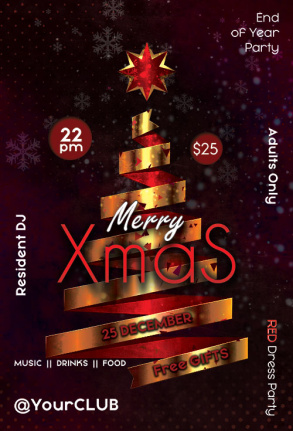 Merry Xmas Party Poster And Flyer Template Psd